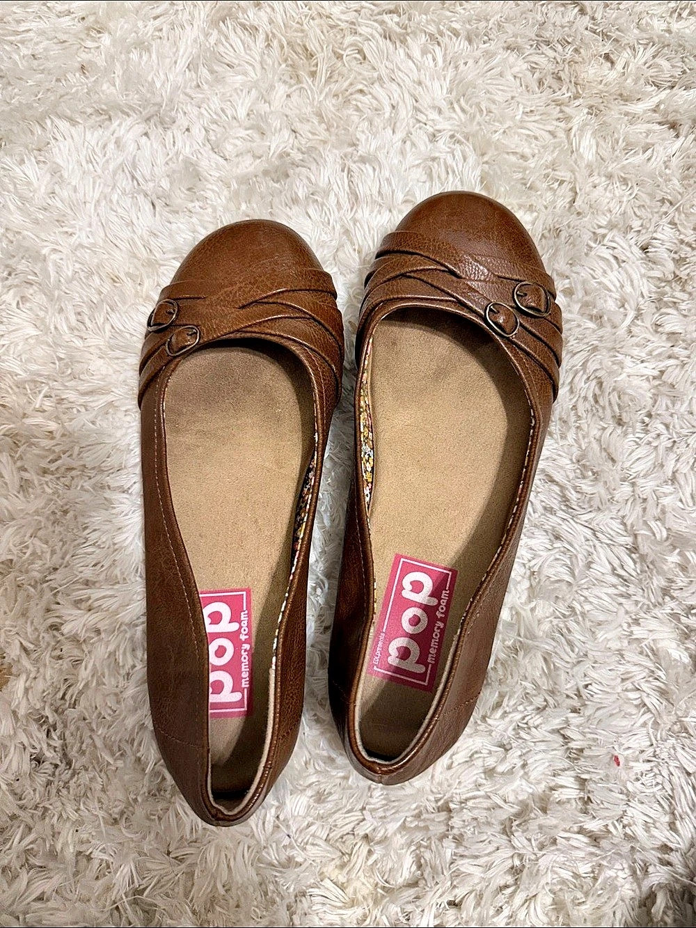 pop Brown Buckle Flats